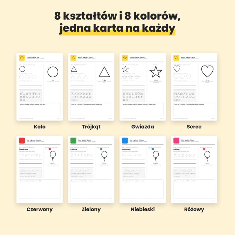 8 kształtów i 8 kolorów